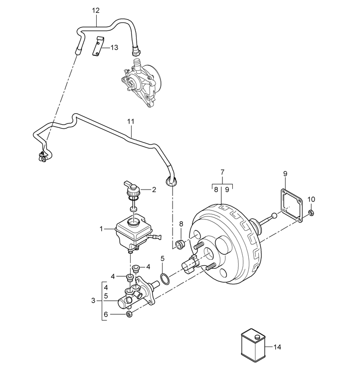 Brake Master Cylinder Brake Booster Vacuum Line